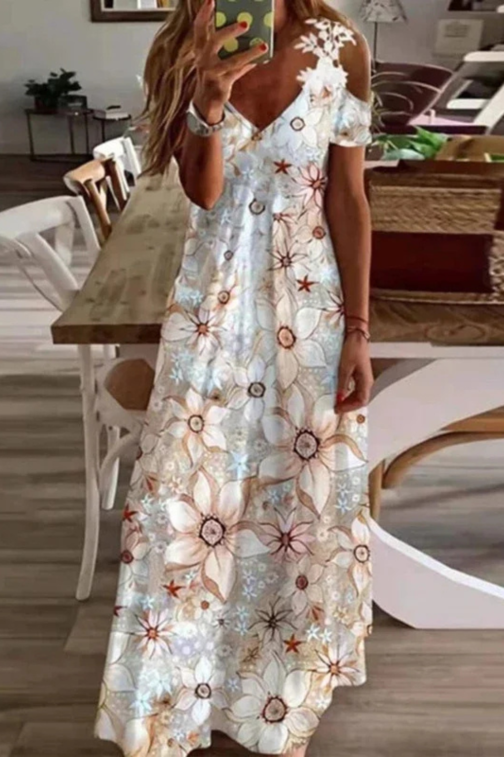 Rosana Damen Maxikleid – Floral & Ärmellos Sommerlich Elegant