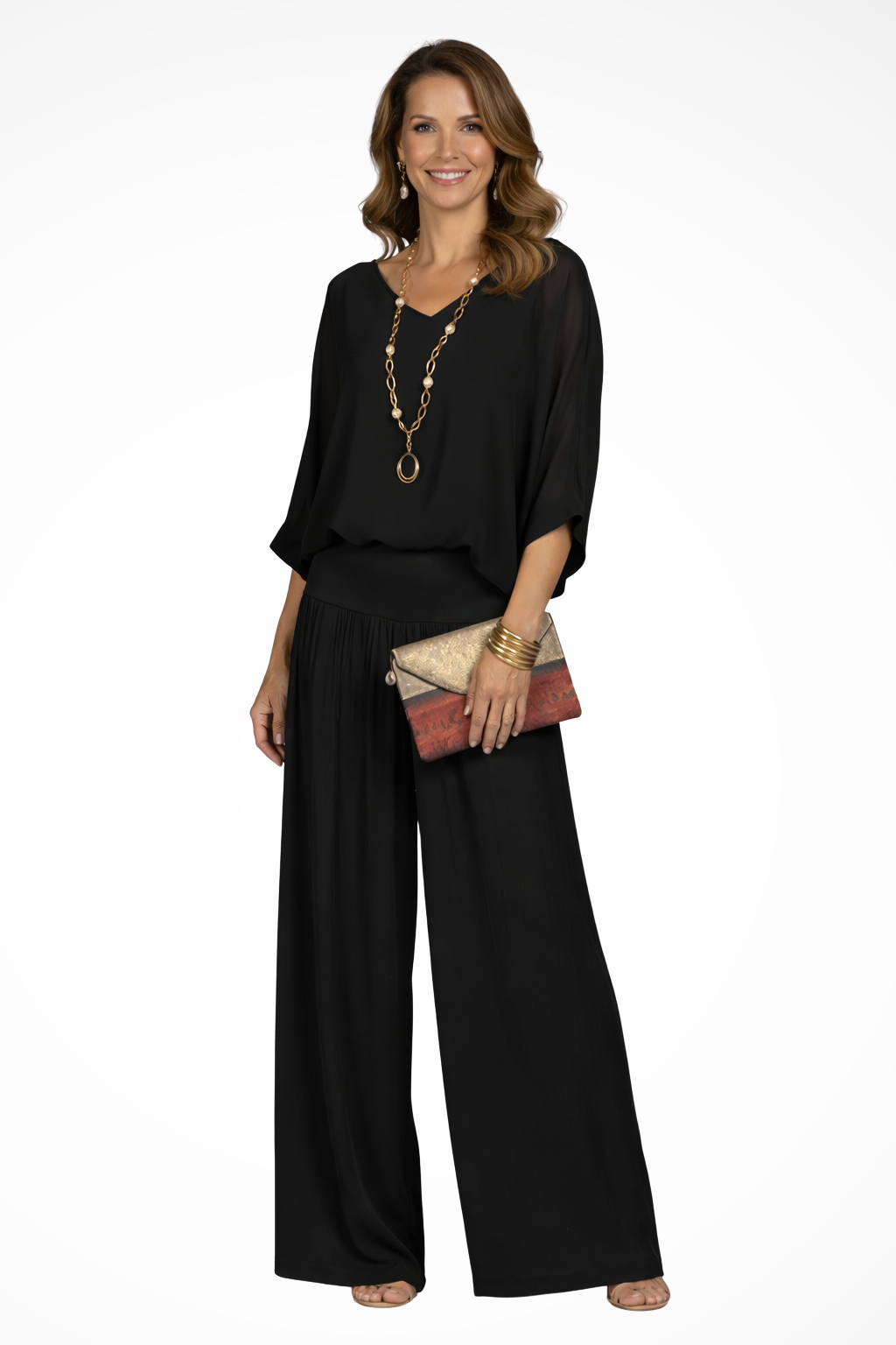 Margot | Damen Zweiteiler – Elegantes Top & Weite Hose