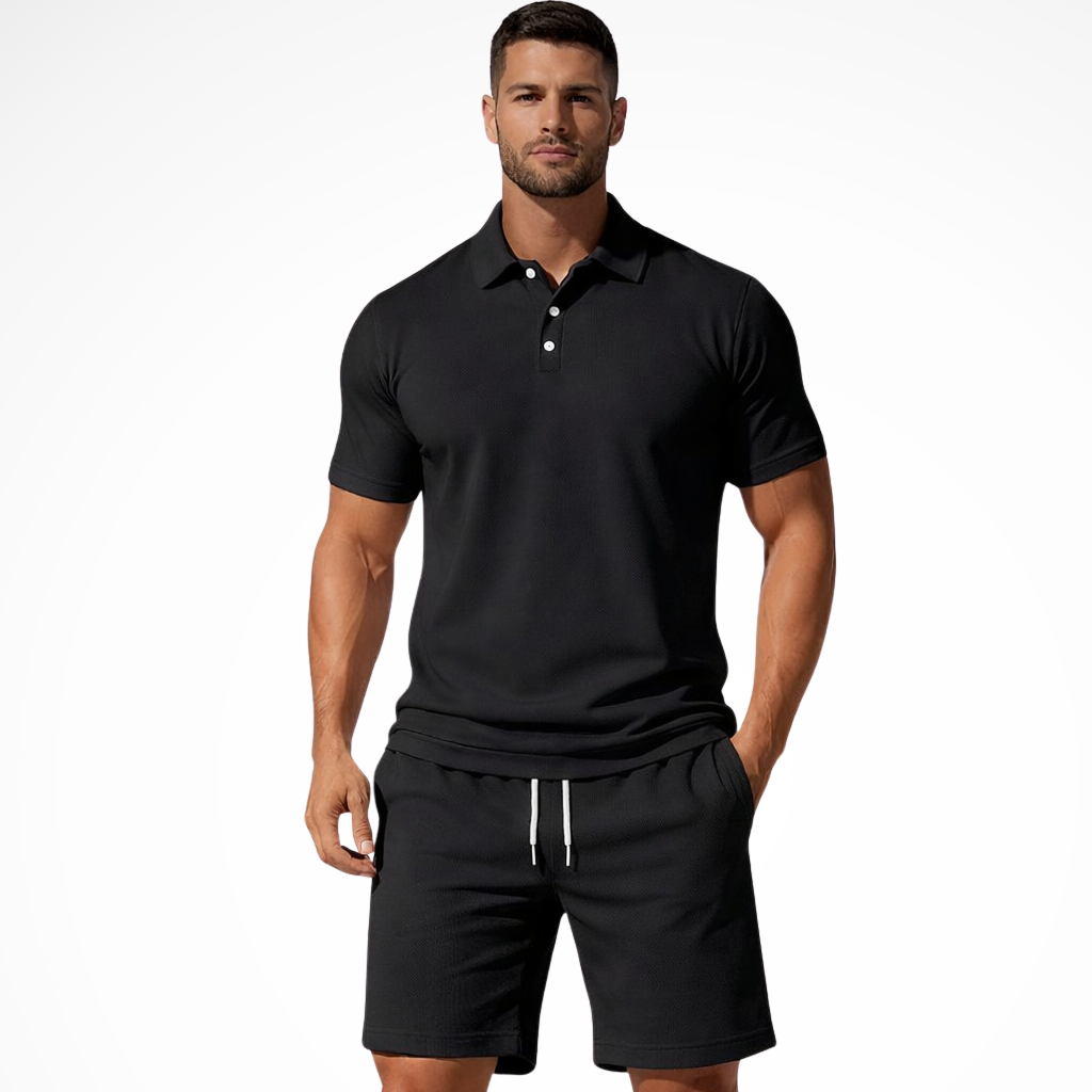 Lex | Herren Sommer Set – Poloshirt & Shorts Strukturiert
