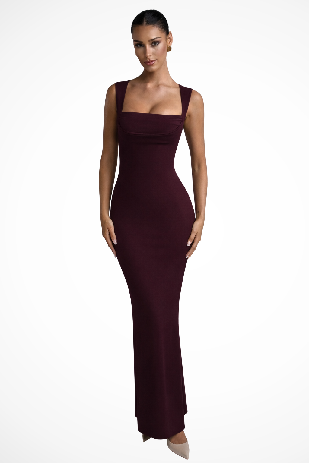 Steffany Damen Maxikleid – Eckiger Ausschnitt & Bodycon Elegant