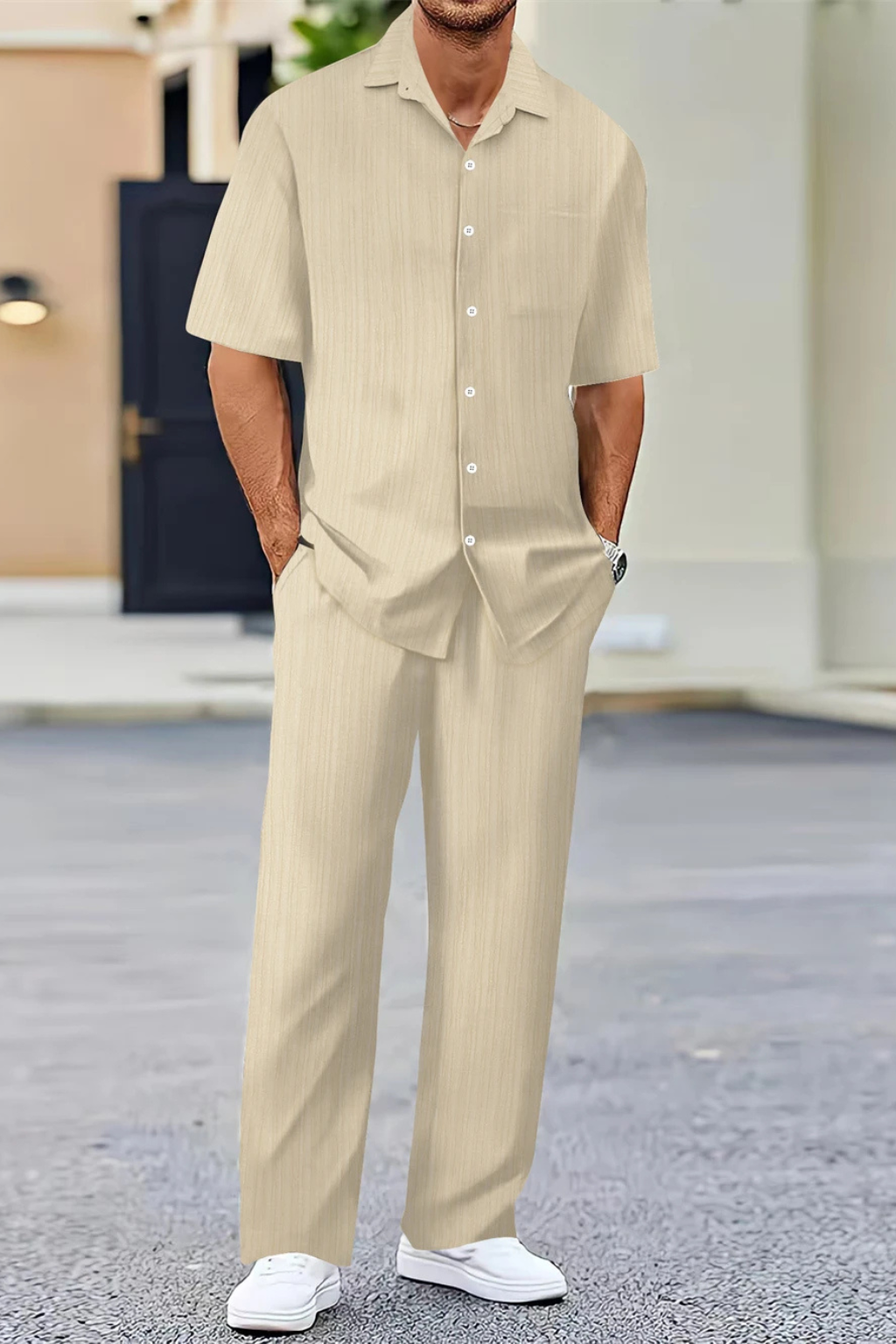 George | Herren Sommer Set – Kurzarmhemd & Hose Strukturiert