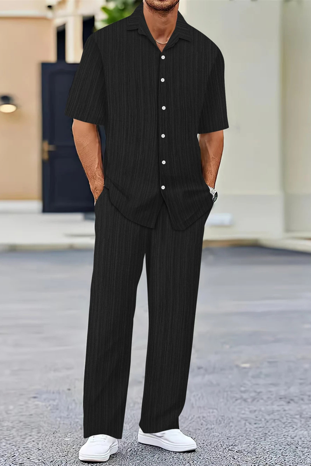 George | Herren Sommer Set – Kurzarmhemd & Hose Strukturiert