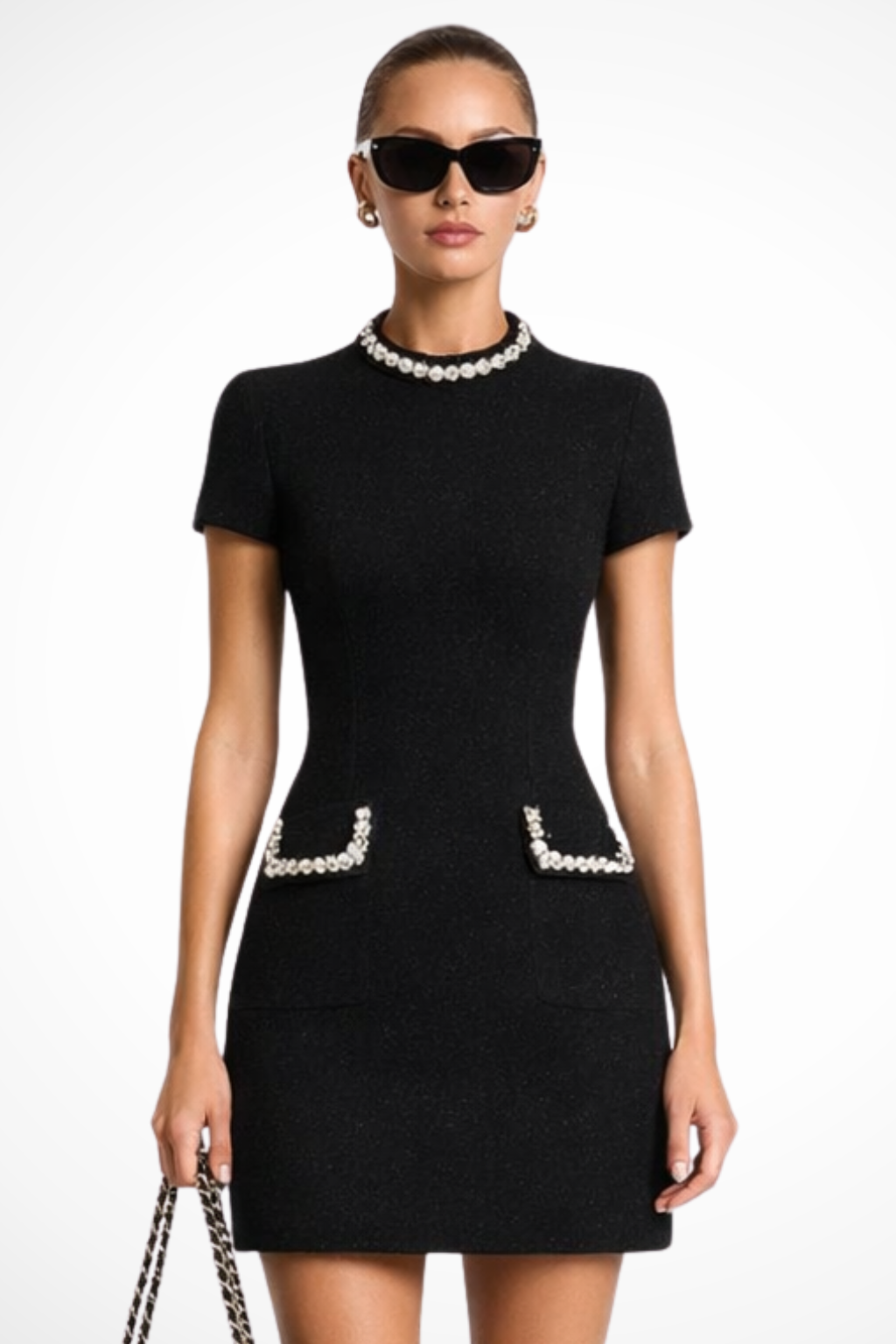 Bronwen | Damen Kleid – Perlenbesatz & Elegant mit Taschen