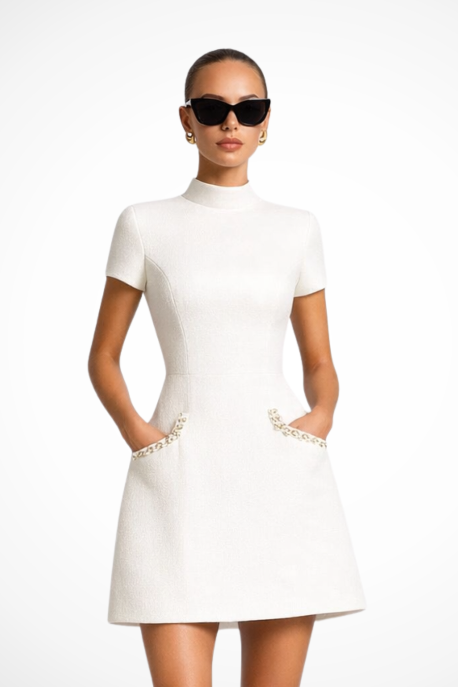Bronwen | Damen Kleid – Perlenbesatz & Elegant mit Taschen