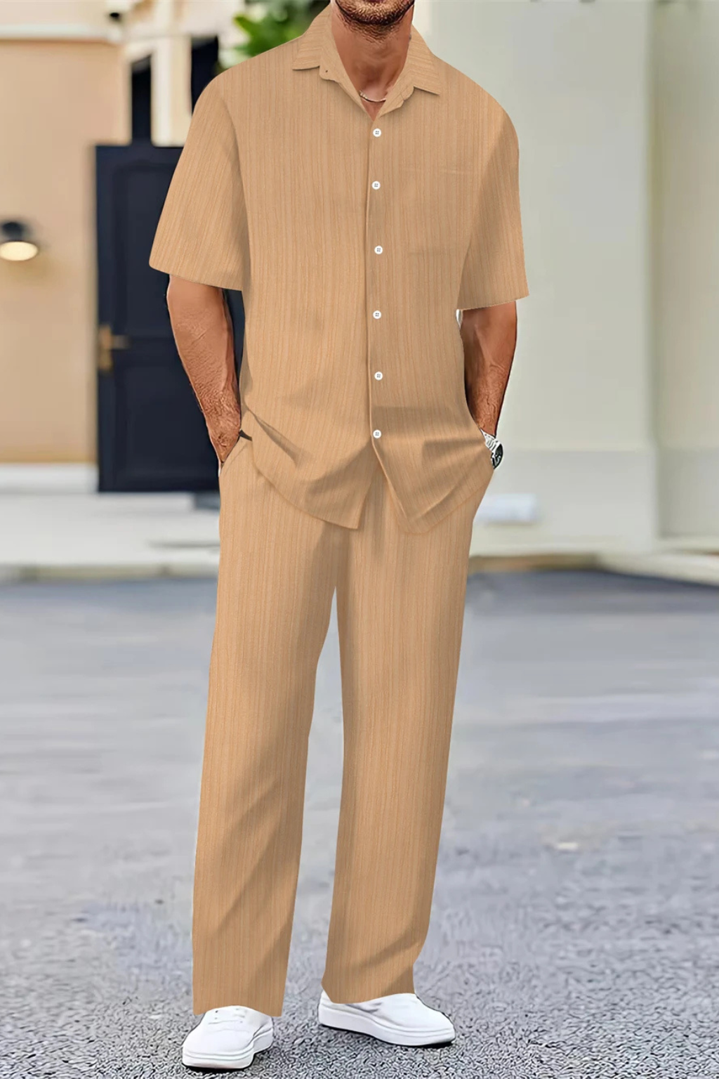 George | Herren Sommer Set – Kurzarmhemd & Hose Strukturiert