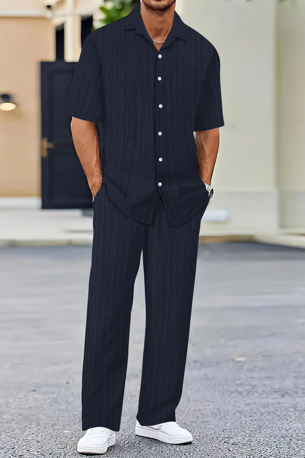 George | Herren Sommer Set – Kurzarmhemd & Hose Strukturiert