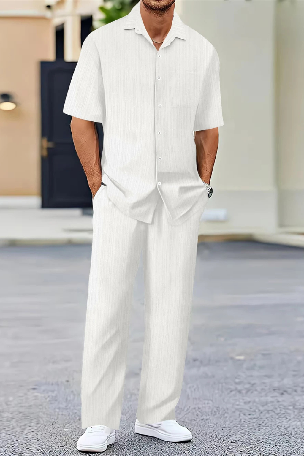 George | Herren Sommer Set – Kurzarmhemd & Hose Strukturiert