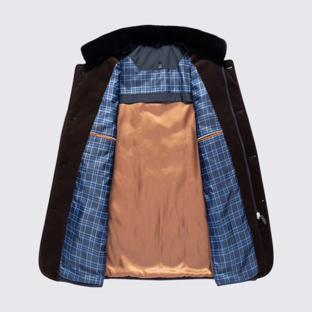 Herren Jacke mit Knopfleiste - Gesteppte Übergangsjacke - Karofutter