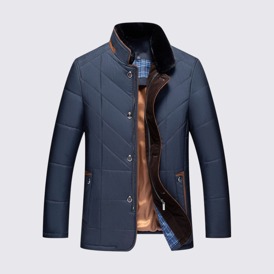 Herren Jacke mit Knopfleiste - Gesteppte Übergangsjacke - Karofutter