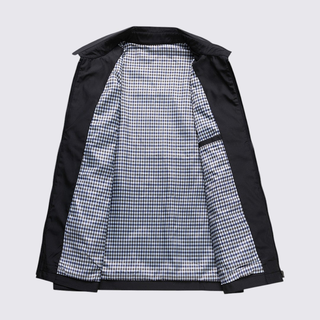 Herren Jacke mit Reißverschluss - Übergangs Jacke - Karofutter