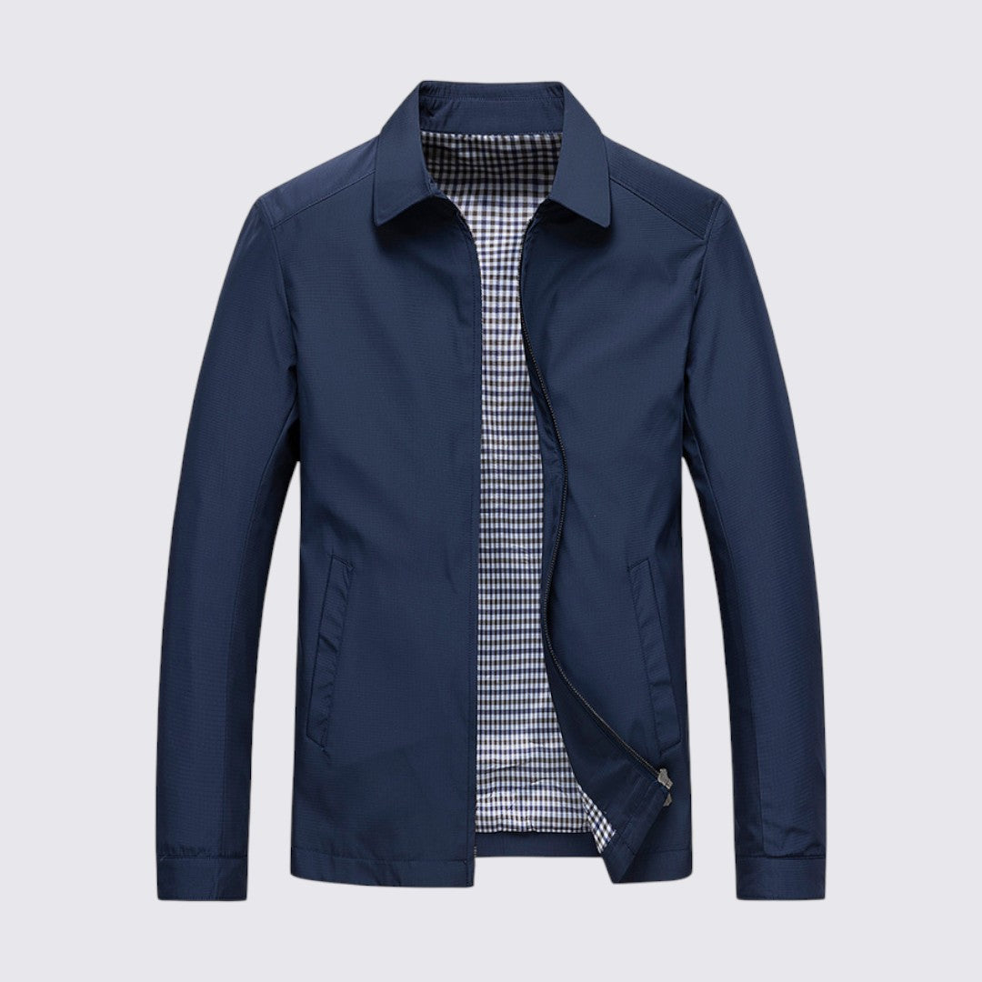 Herren Jacke mit Reißverschluss - Übergangs Jacke - Karofutter