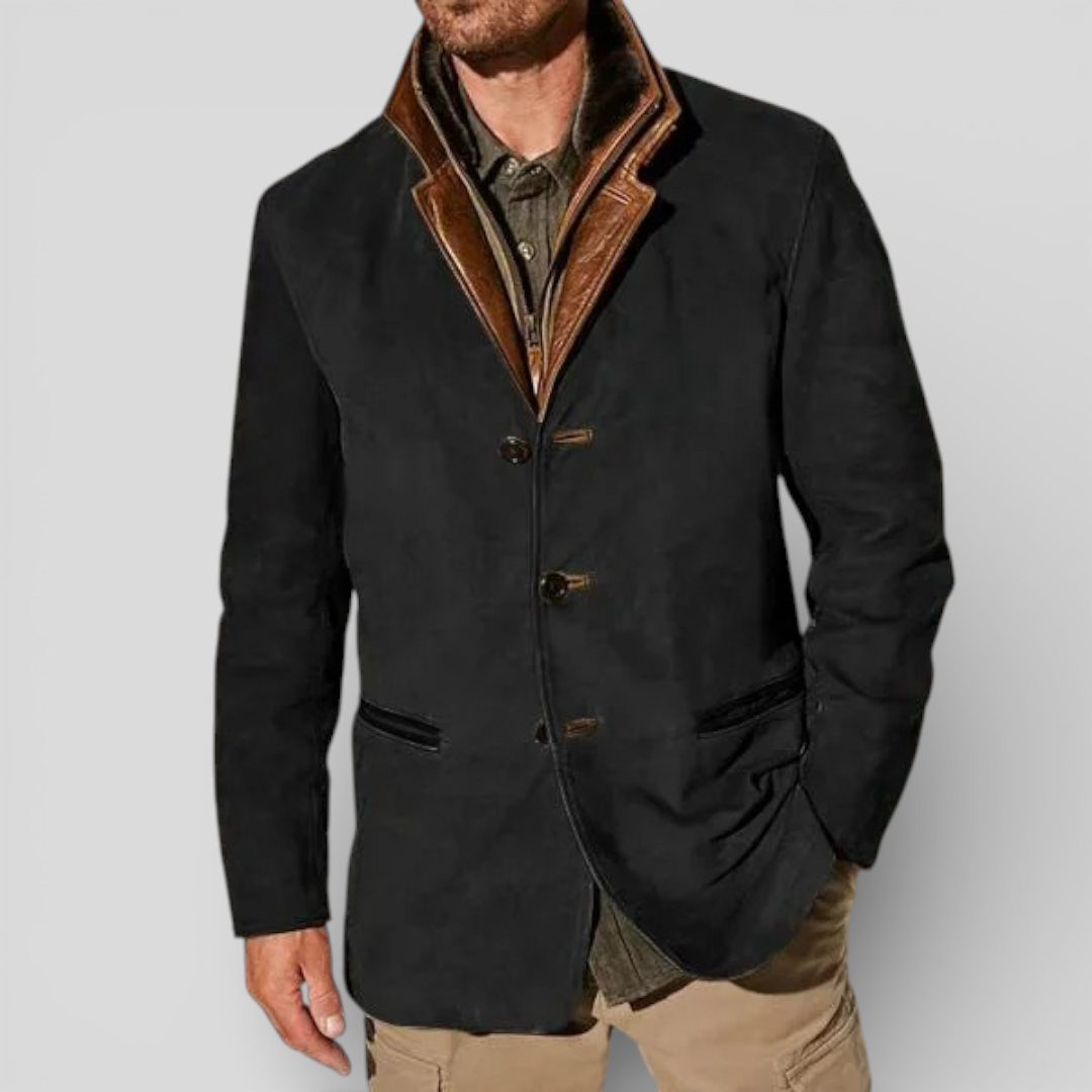 Herren Jacke mit Reverskragen - Klassischer Jacke - Knopfleiste Vorne