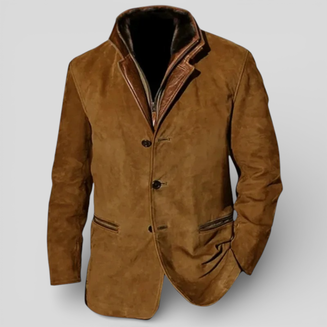 Herren Jacke mit Reverskragen - Klassischer Jacke - Knopfleiste Vorne