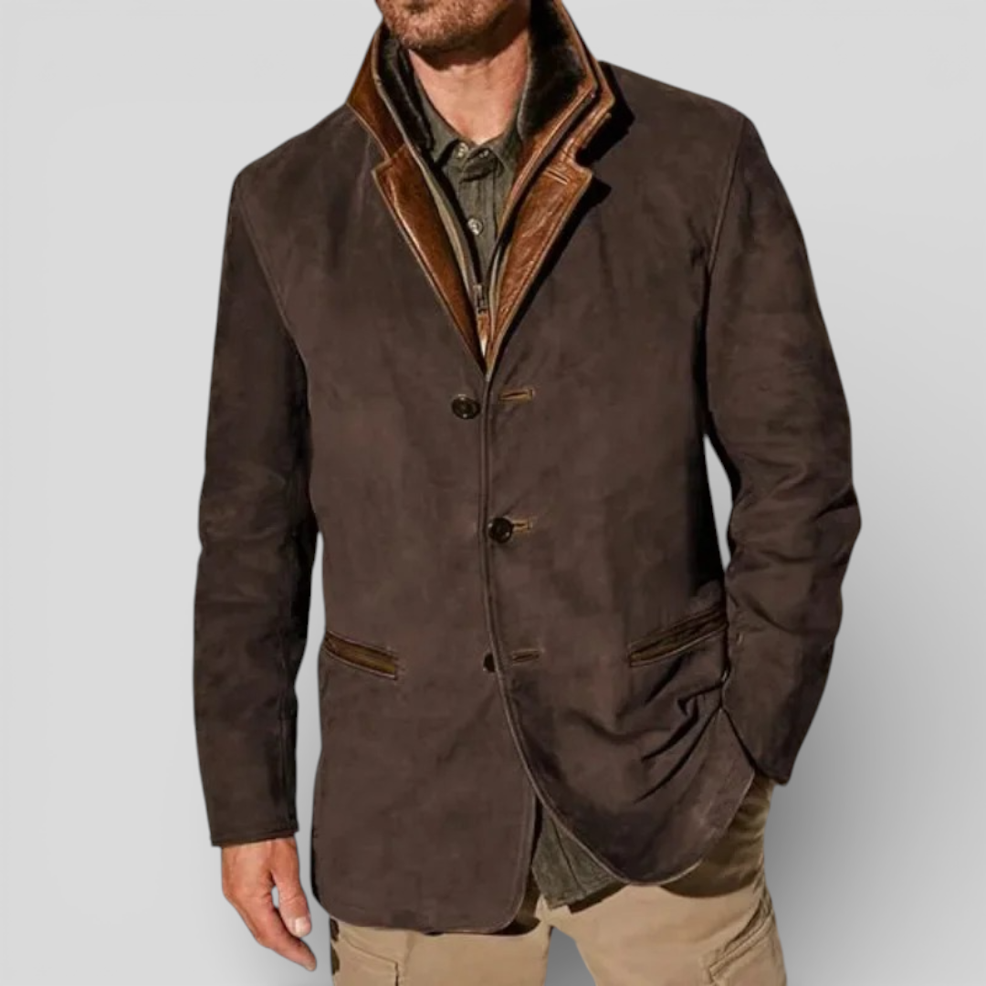 Herren Jacke mit Reverskragen - Klassischer Jacke - Knopfleiste Vorne