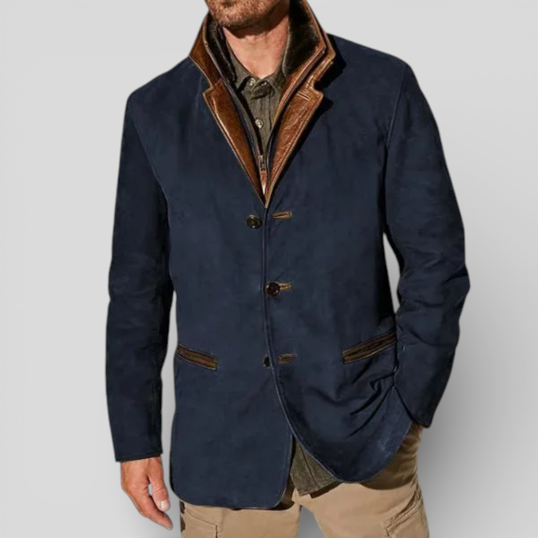 Herren Jacke mit Reverskragen - Klassischer Jacke - Knopfleiste Vorne