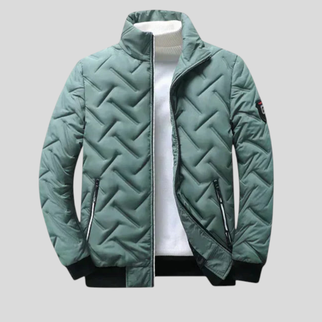 Herren Jacke mit Stehkragen - Klassischer Jacke - Reißverschluss Vorne