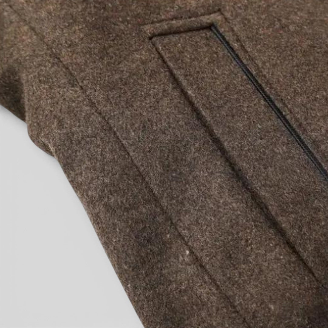 Herren Mantel mit Stehkragen - Langer Mantel - Knopfleiste Vorne