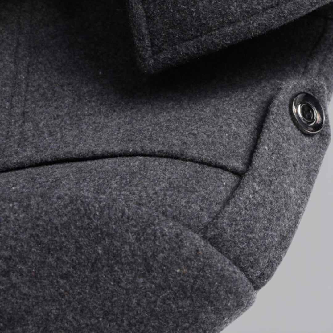 Herren Mantel mit Stehkragen - Langer Mantel - Reißverschluss Vorne