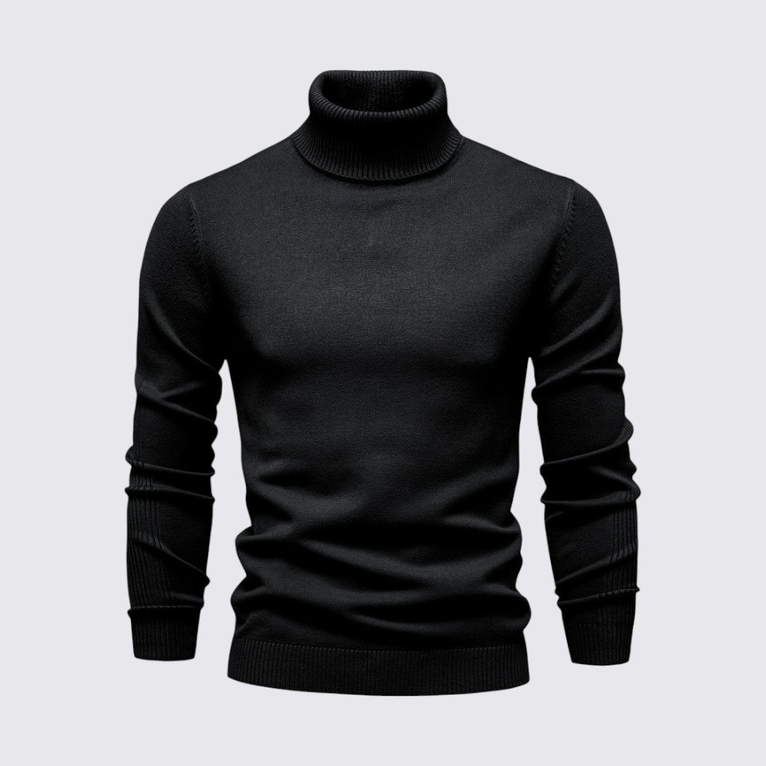 Herren Pullover mit Rollkragen - Klassischer Pullover - Gerippte Bündchen