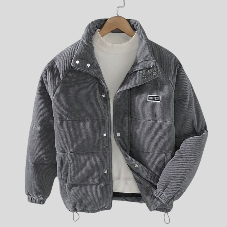 Herren Winterjacke mit Stehkragen - Moderne Winterjacke - Knopfleiste Vorne