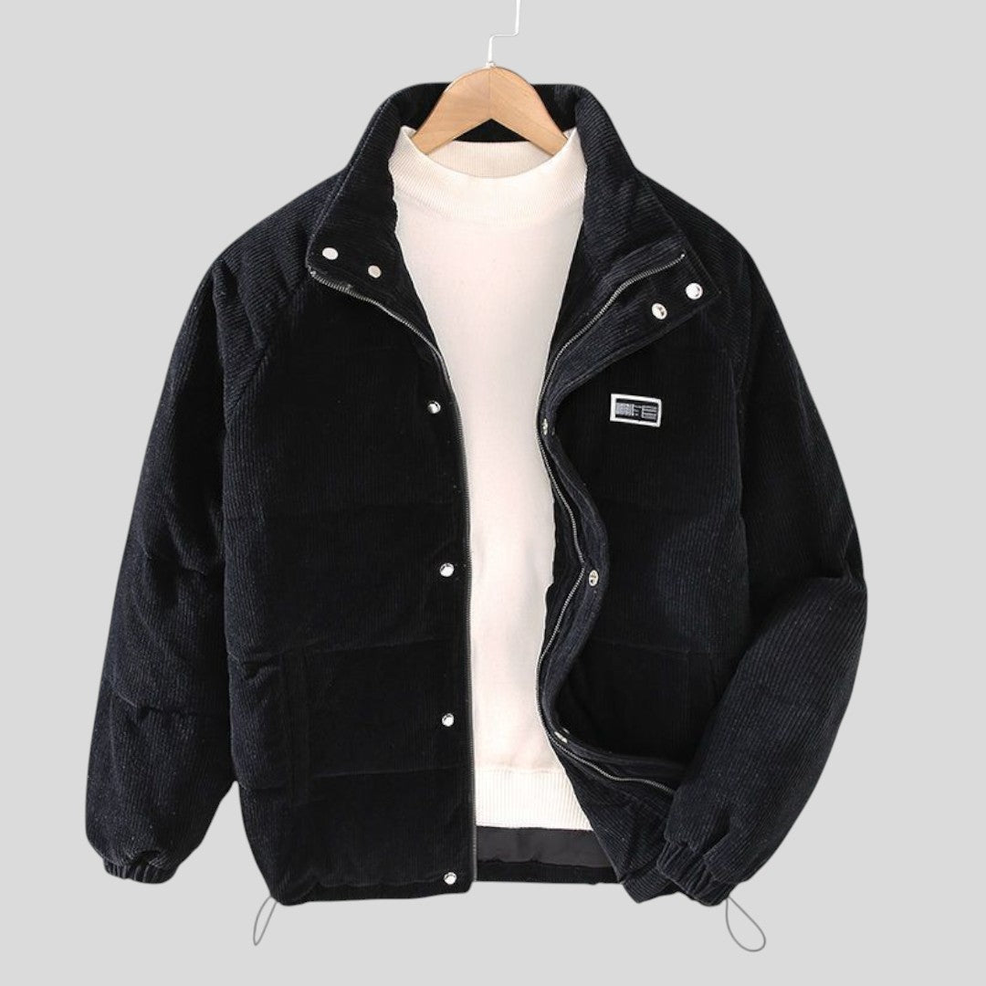 Herren Winterjacke mit Stehkragen - Moderne Winterjacke - Knopfleiste Vorne