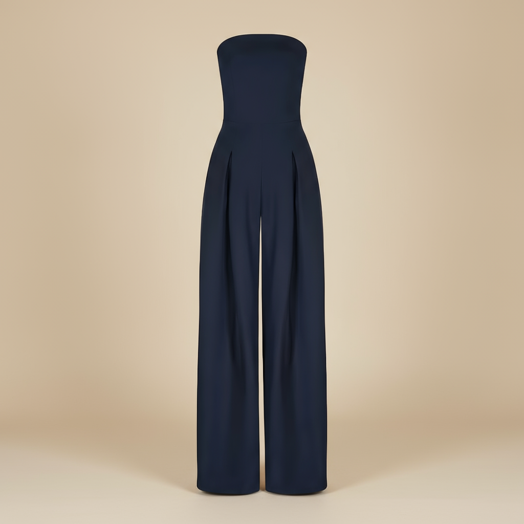Damen Jumpsuit – Schulterfrei mit Weitem Bein Elegant