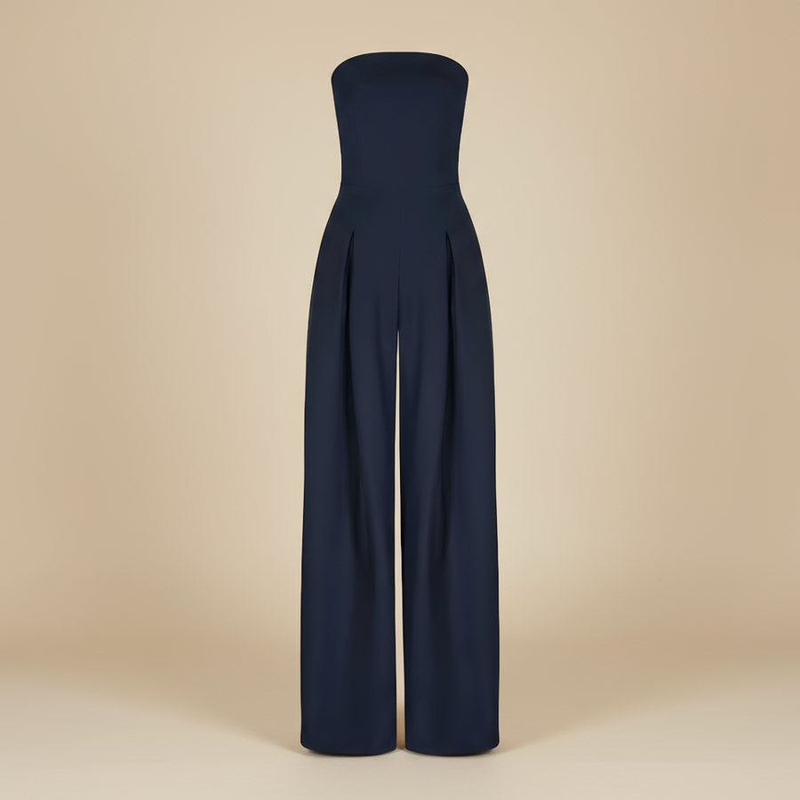 Damen Jumpsuit – Schulterfrei mit Weitem Bein Elegant