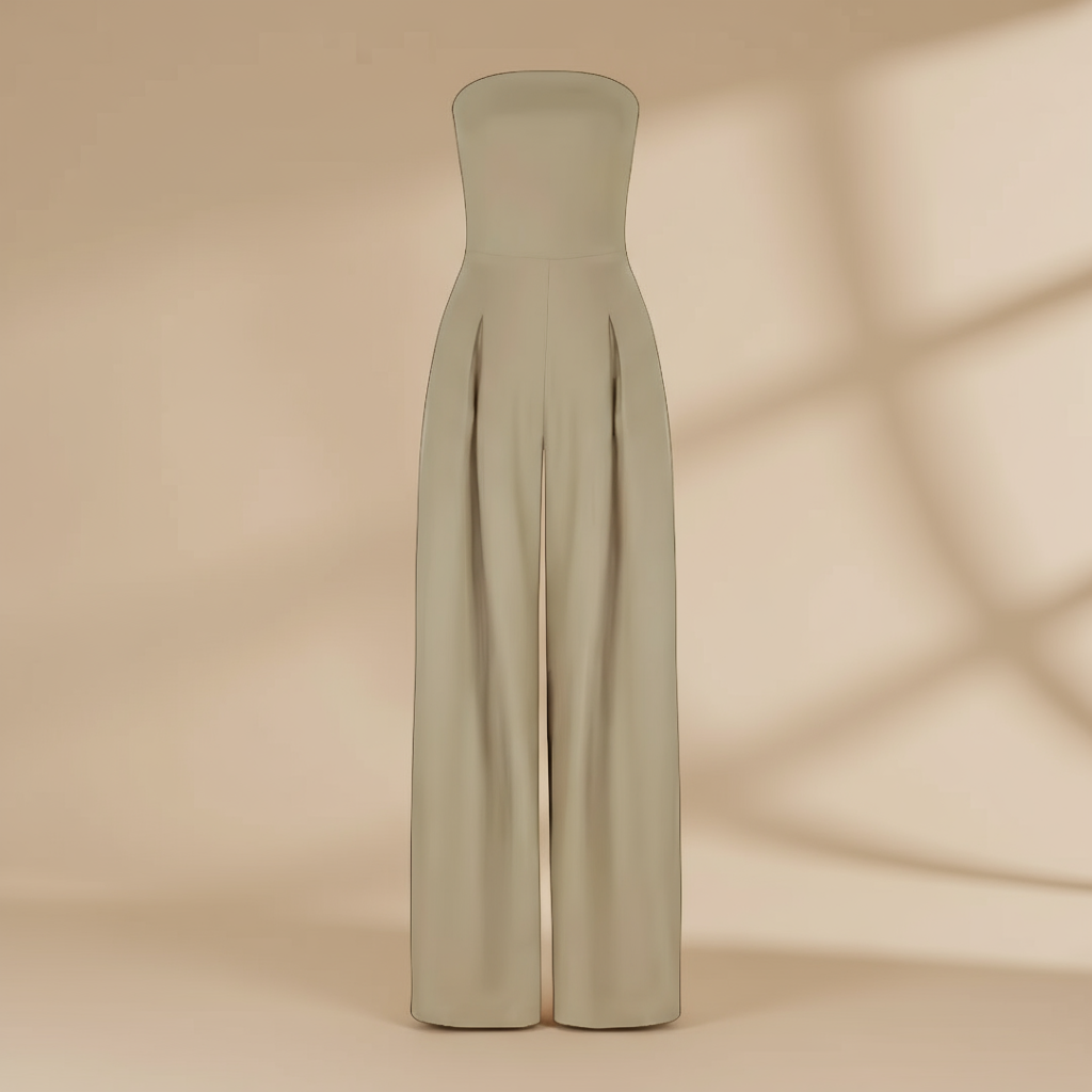 Damen Jumpsuit – Schulterfrei mit Weitem Bein Elegant