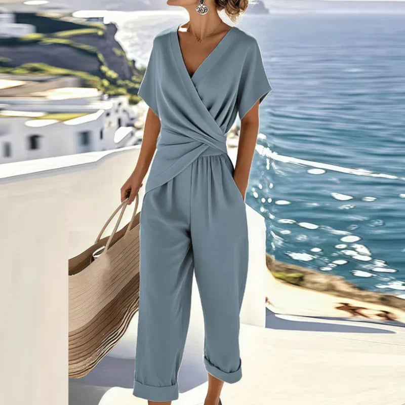 Damen Jumpsuit – Tailliert mit Wickeloptik Elegant