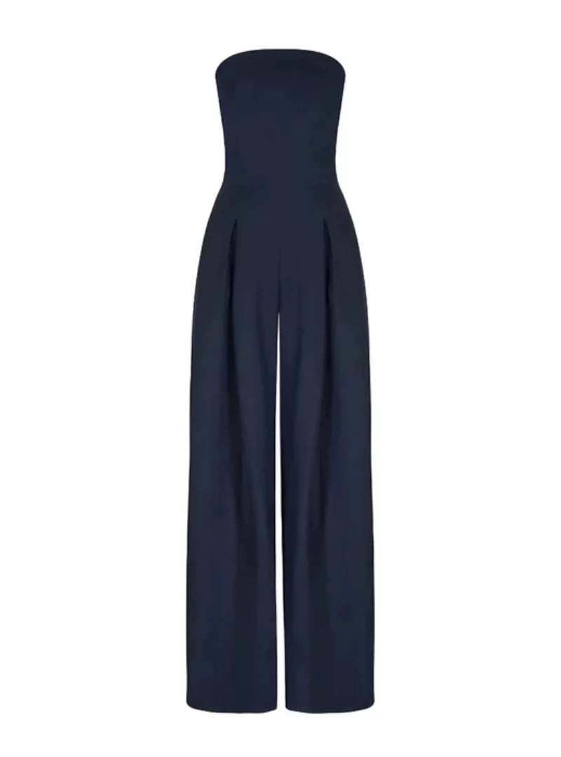 Damen Trägerloser Sommer Jumpsuit mit Weitem Bein