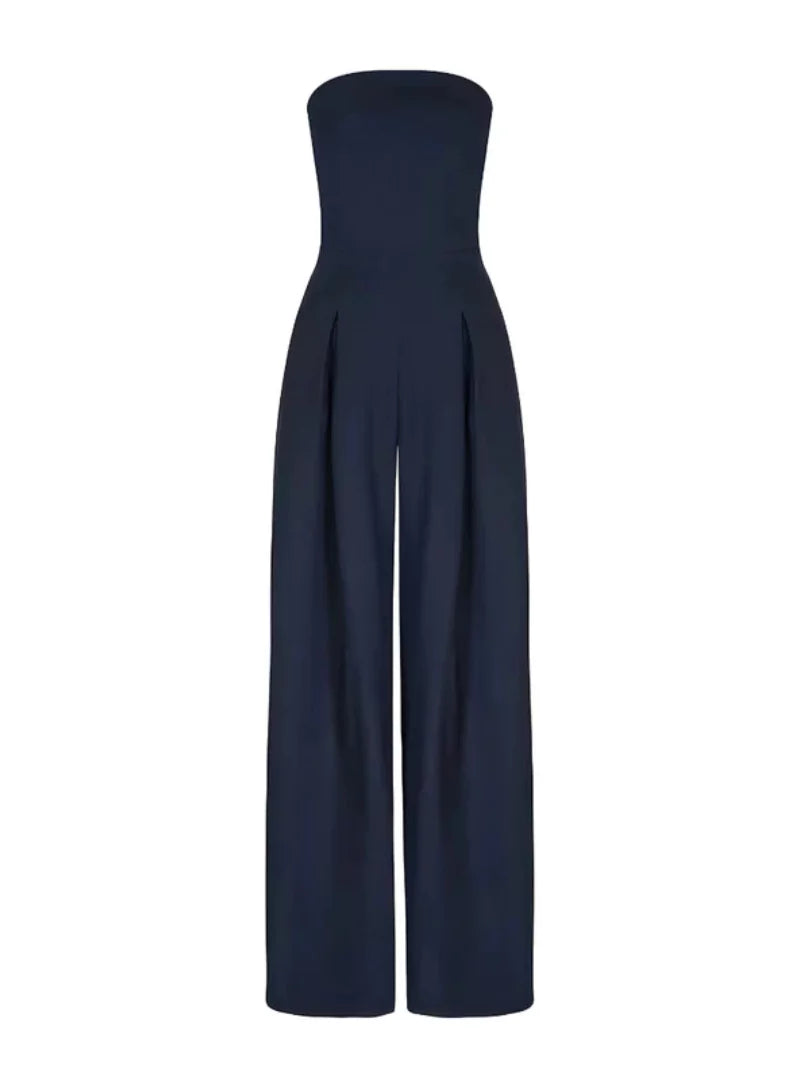 Damen Trägerloser Sommer Jumpsuit mit Weitem Bein