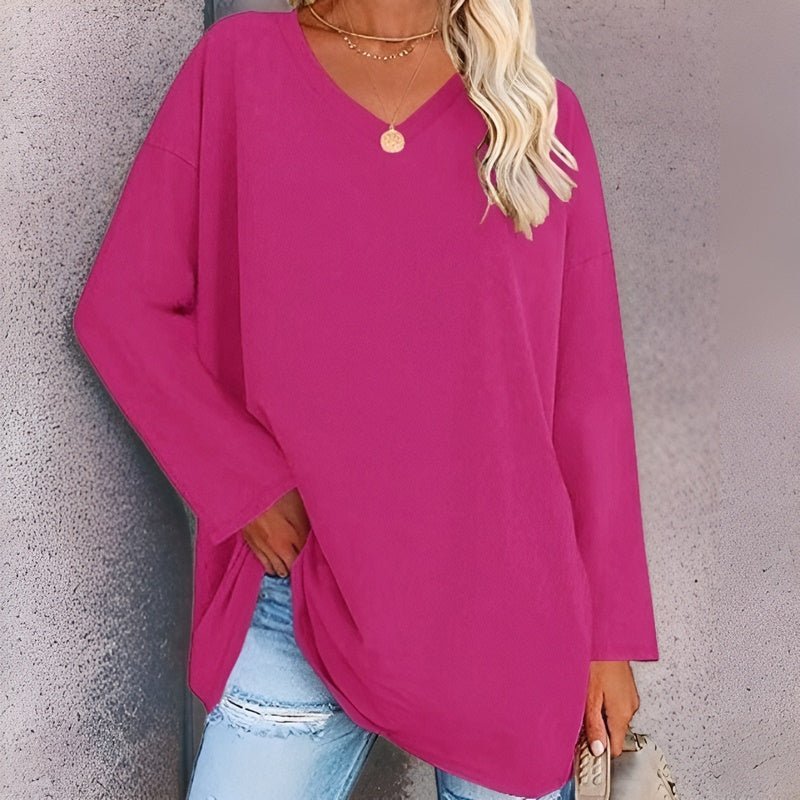 Sunny Damen Top – Oversize V-Ausschnitt & Langarm Casual