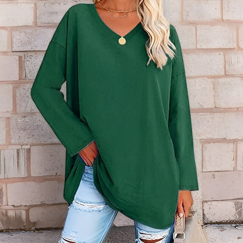 Sunny Damen Top – Oversize V-Ausschnitt & Langarm Casual