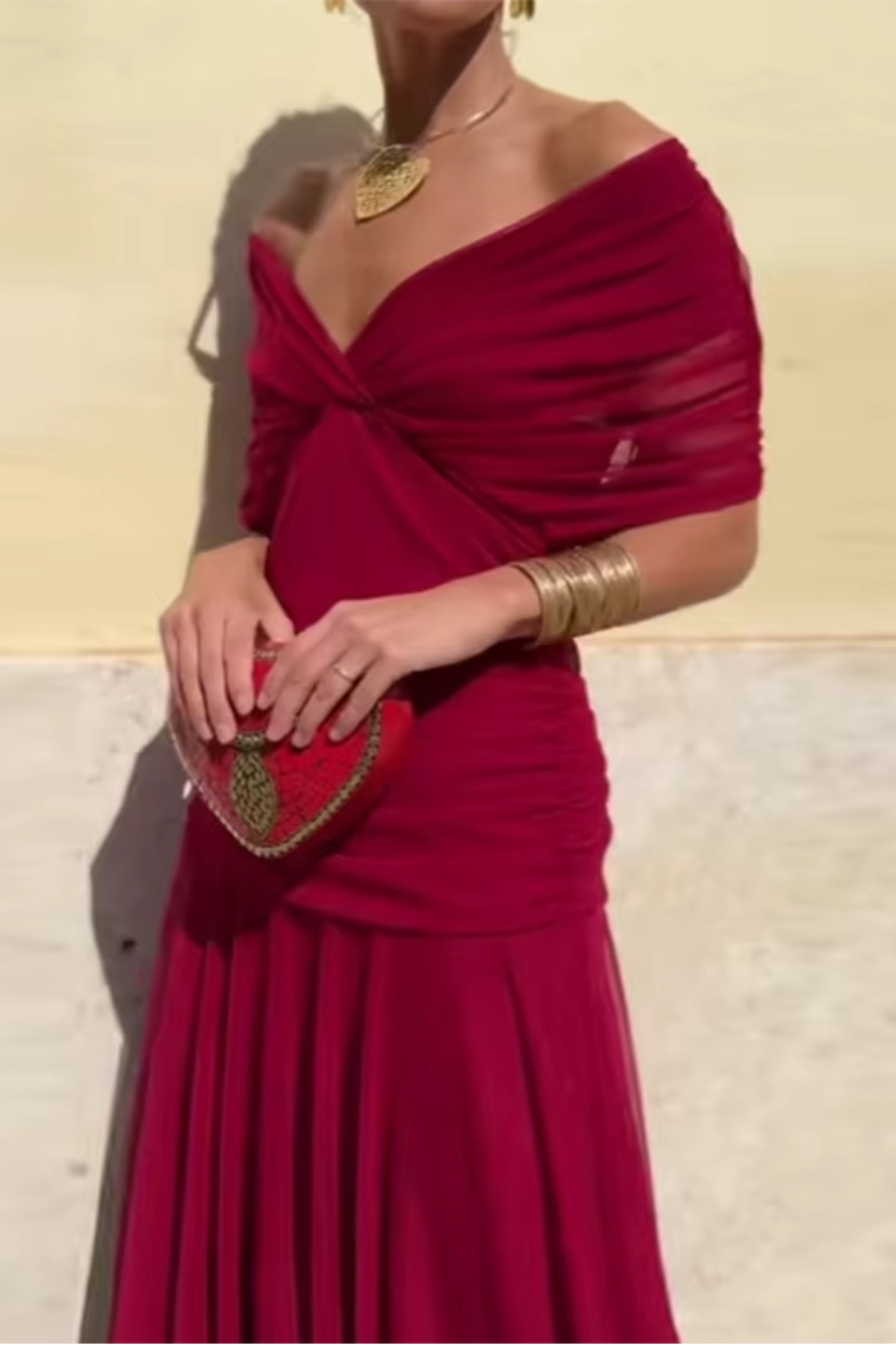 Damen Klassisches Abendkleid mit V-Ausschnitt