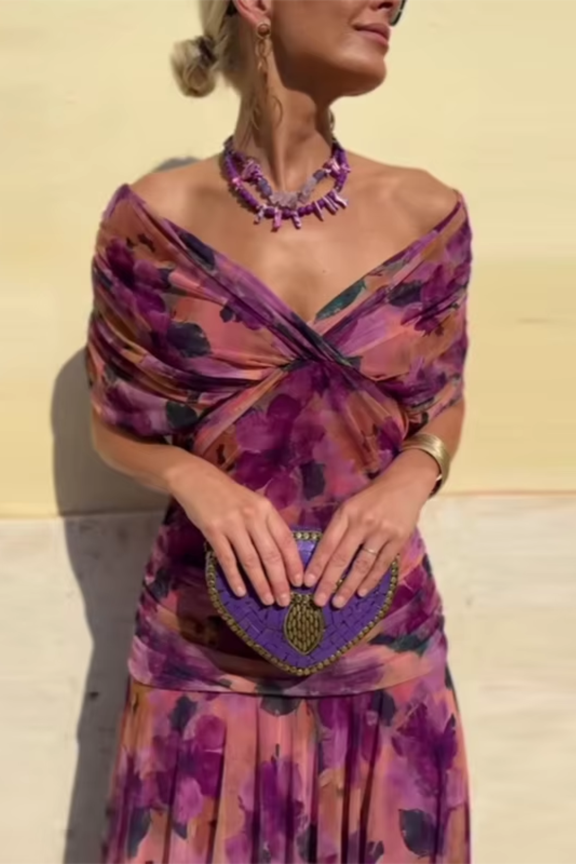 Damen Klassisches Abendkleid mit V-Ausschnitt