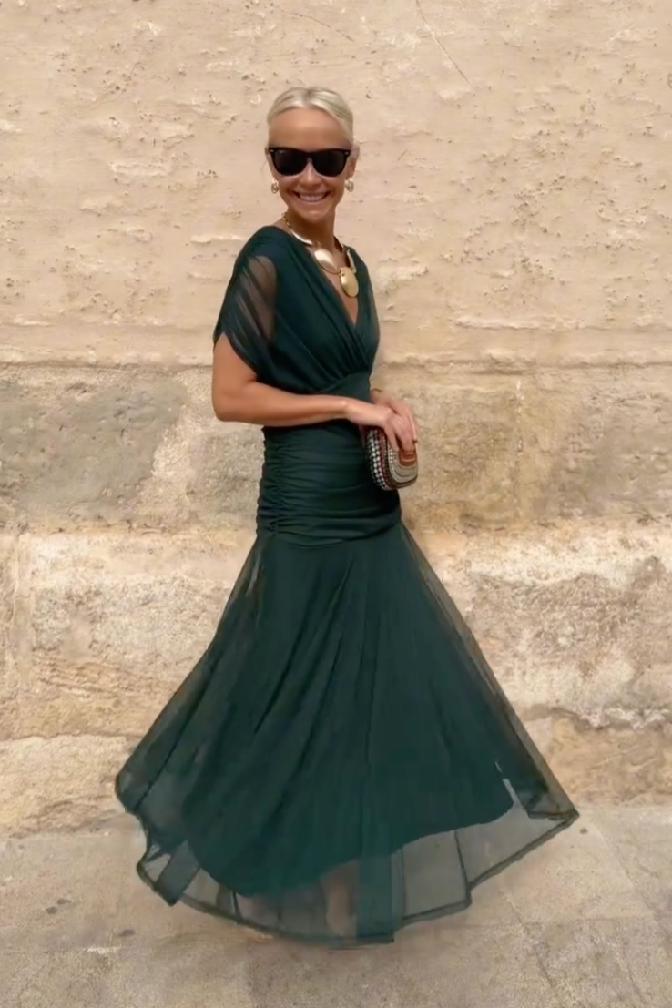 Damen Klassisches Abendkleid mit V-Ausschnitt