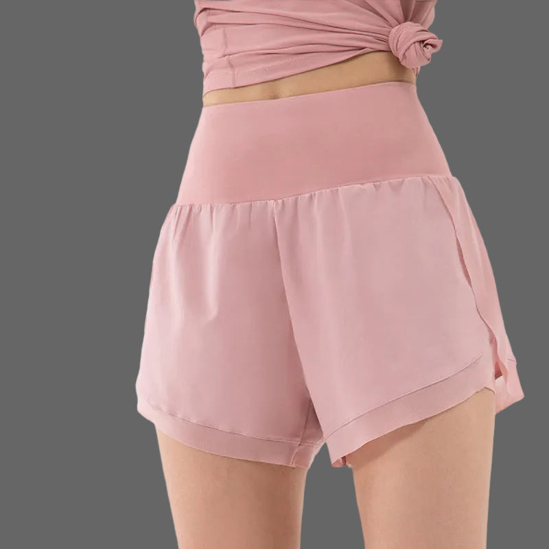 Damen 2-in-1 Sportshorts mit Hoher Taille