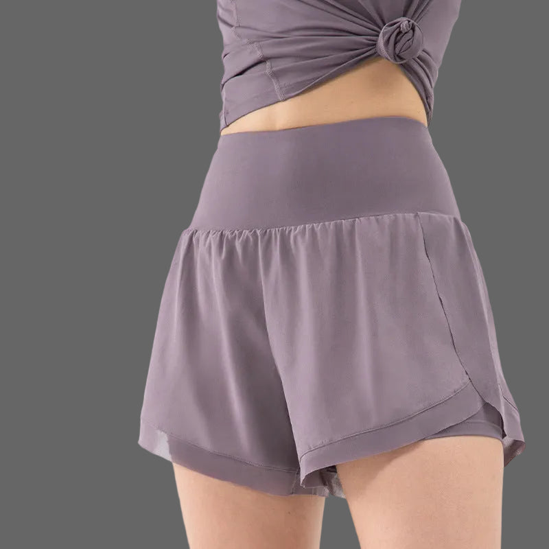 Damen 2-in-1 Sportshorts mit Hoher Taille