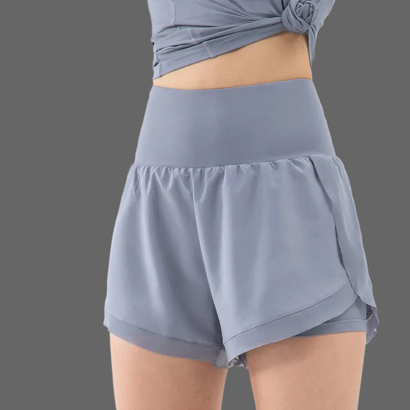 Damen 2-in-1 Sportshorts mit Hoher Taille