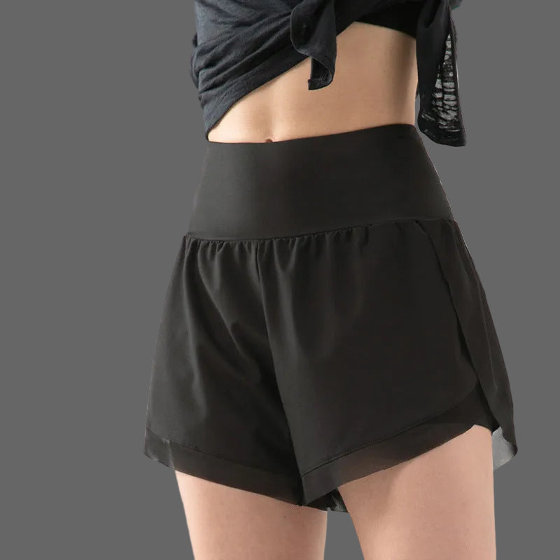 Damen 2-in-1 Sportshorts mit Hoher Taille