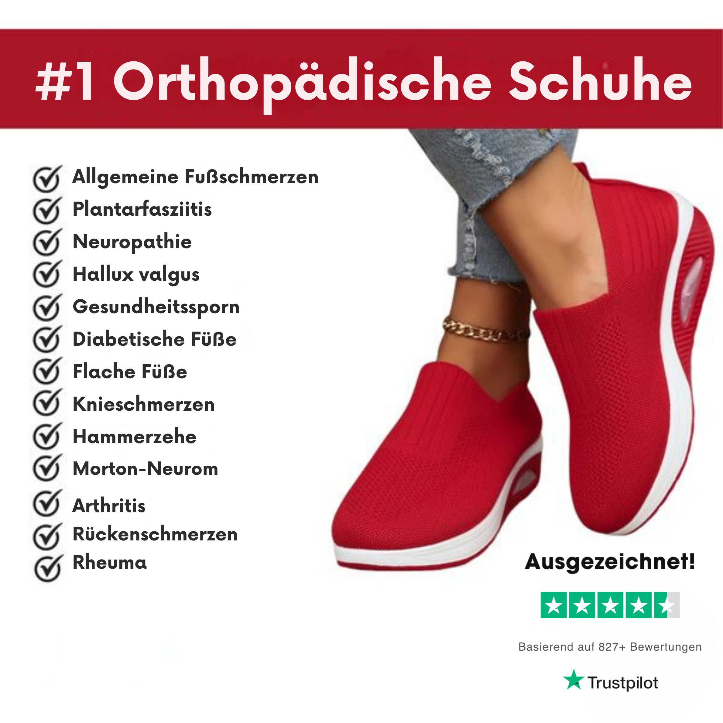 Damen Orthopädische Komfortschuhe mit Dämpfender Sohle