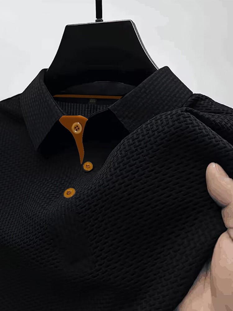 Herren Poloshirt mit Luftiger Strickstruktur