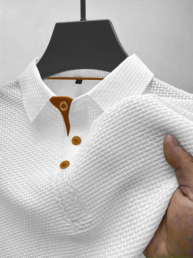 Herren Poloshirt mit Luftiger Strickstruktur