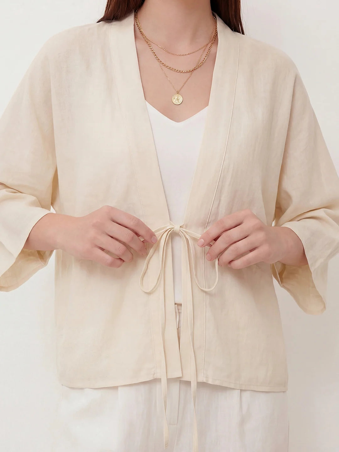Damen Cardigan – Ramie Leicht & Bindefront