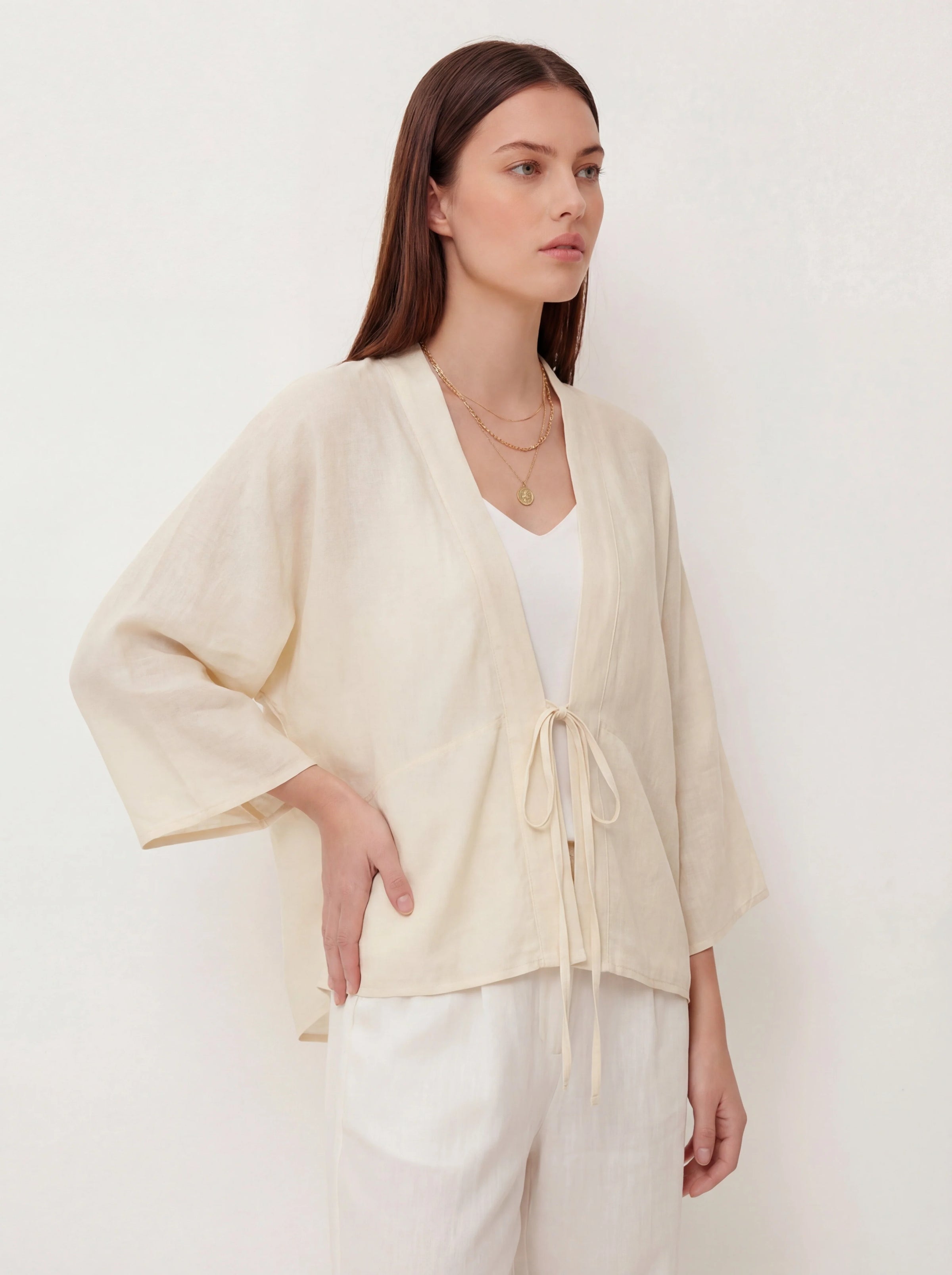 Damen Cardigan – Ramie Leicht & Bindefront