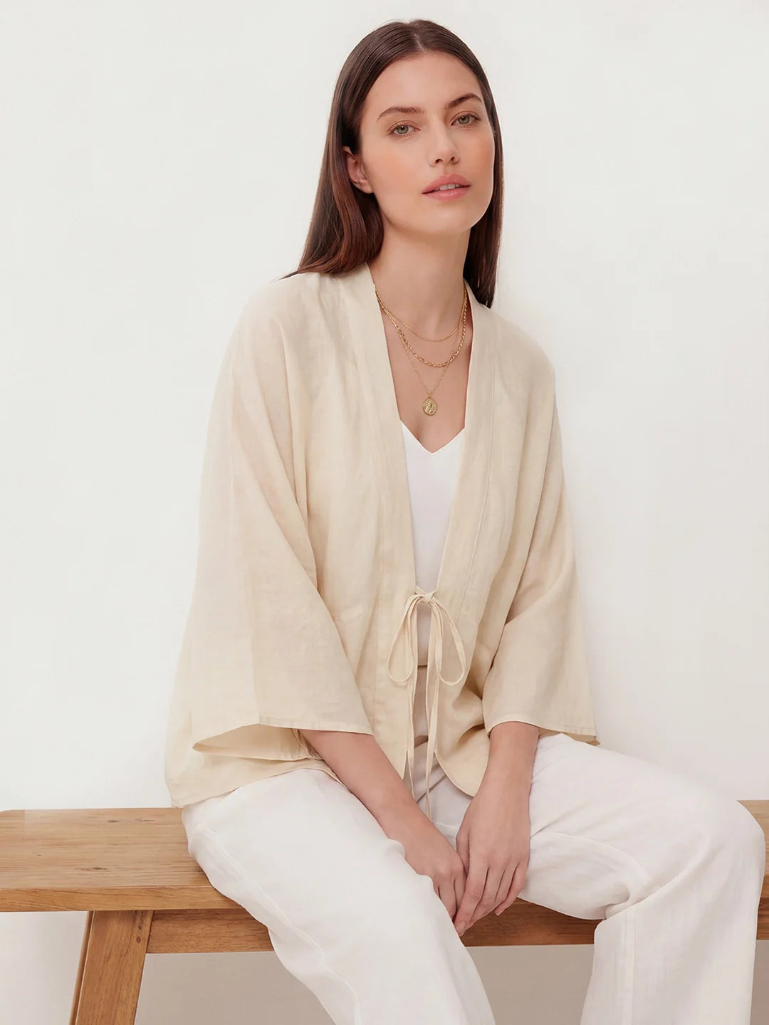 Damen Cardigan – Ramie Leicht & Bindefront