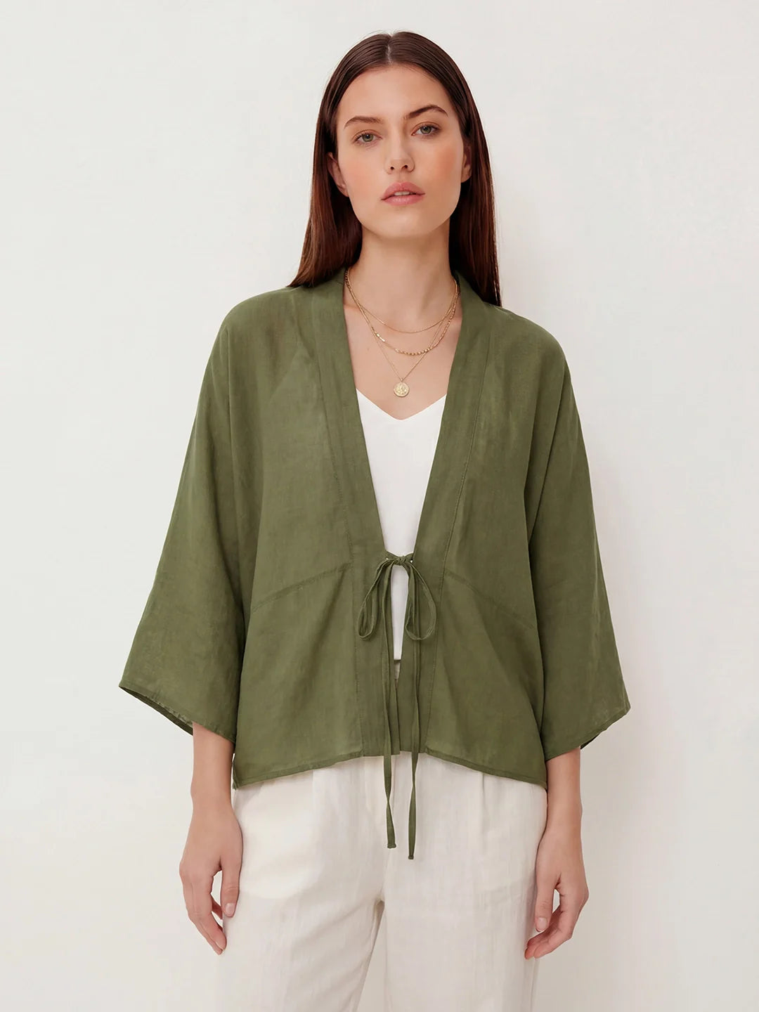 Damen Cardigan – Ramie Leicht & Bindefront