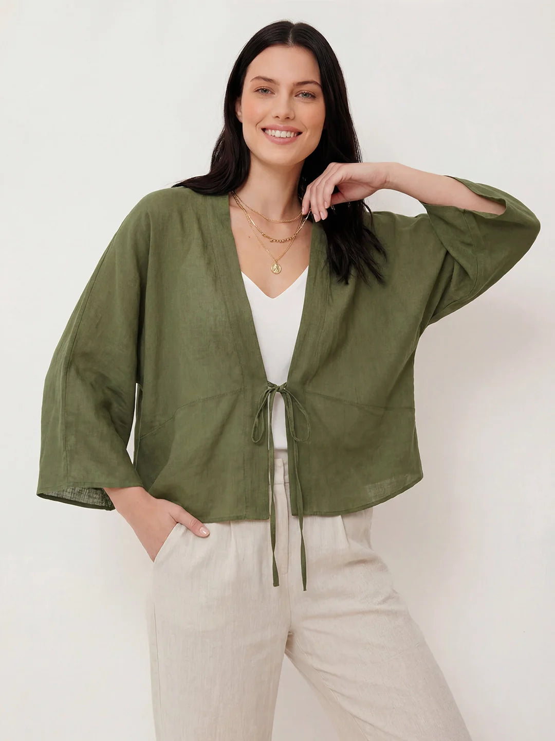 Damen Cardigan – Ramie Leicht & Bindefront