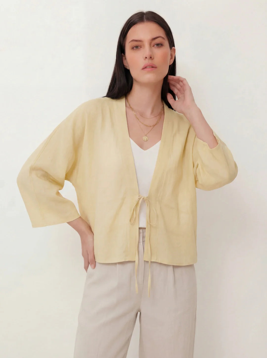 Damen Cardigan – Ramie Leicht & Bindefront