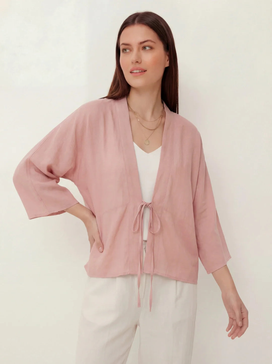Damen Cardigan – Ramie Leicht & Bindefront
